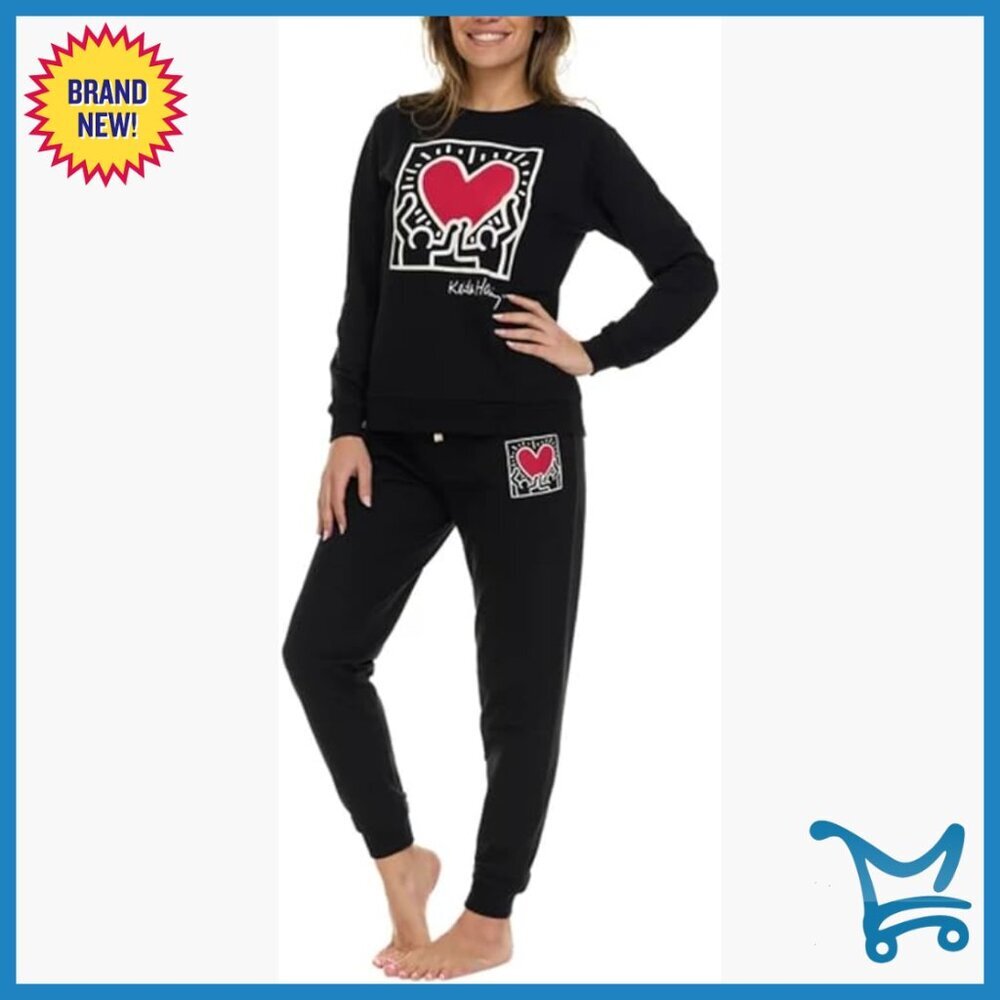 Super Soft Fleece Lounge Pajama Set Long Sleeve Crew Jogger Medium